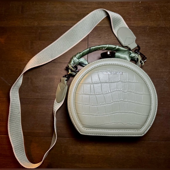 Mint Green Croc-Embossed Mini Bag - Picture 2 of 16